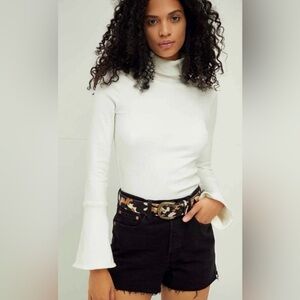 EUC Free People Intimately Sydney bell sleeves knitted top white